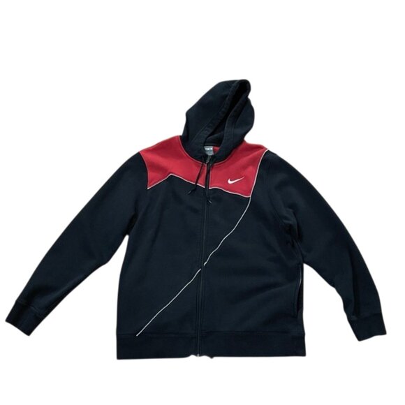 Nike Red & Black Full Zip Hooded Sweatshirt Jacket Mens Size XL Athletic - Picture 3 of 14